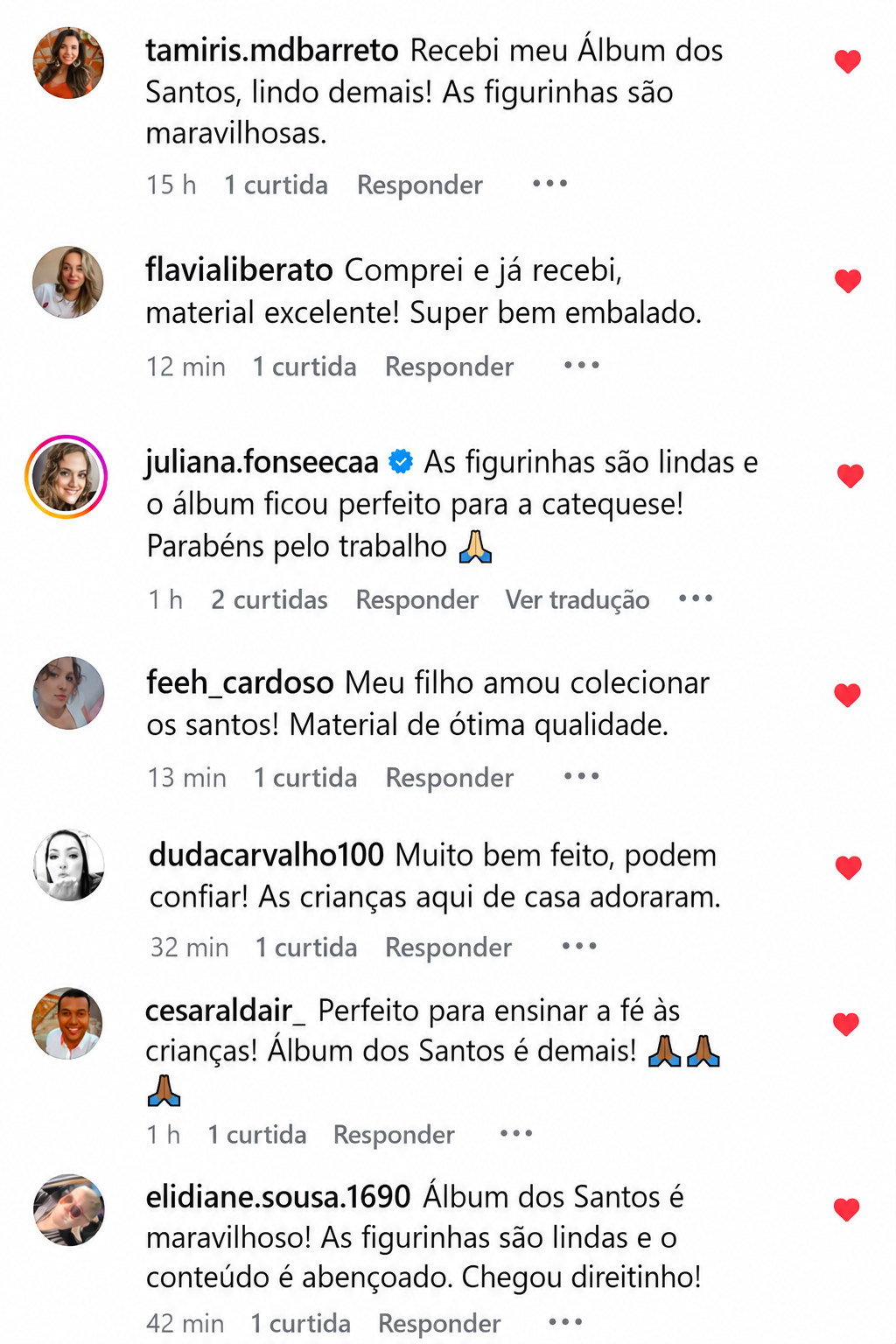 Comentários de clientes sobre o Álbum dos Santos