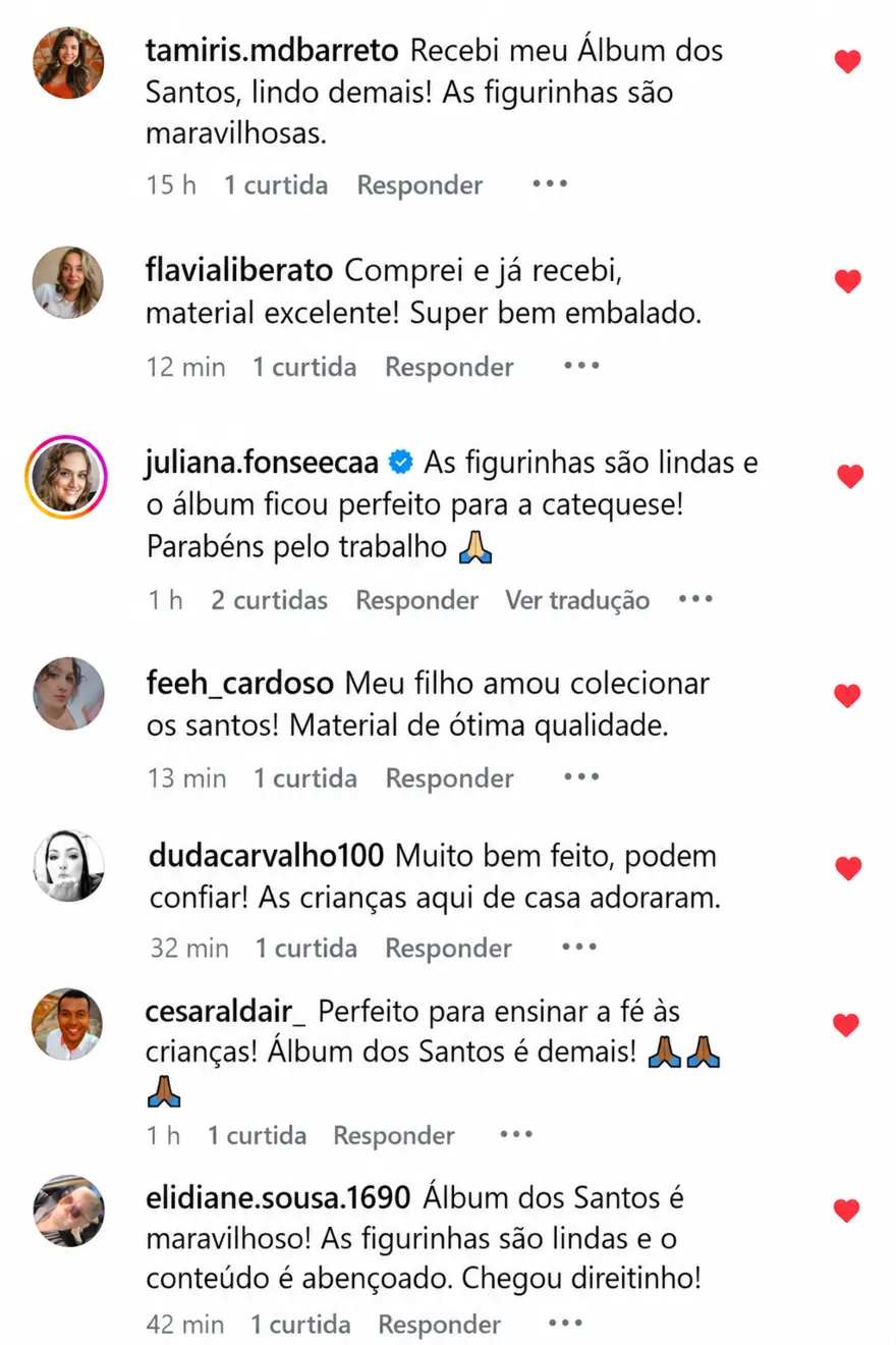 Comentários de clientes sobre o Álbum dos Santos