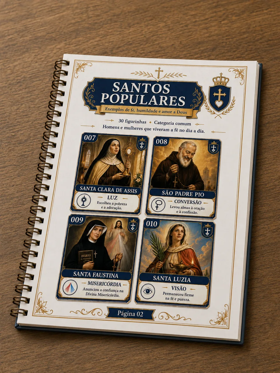 Figurinha de santo colada no Álbum dos Santos