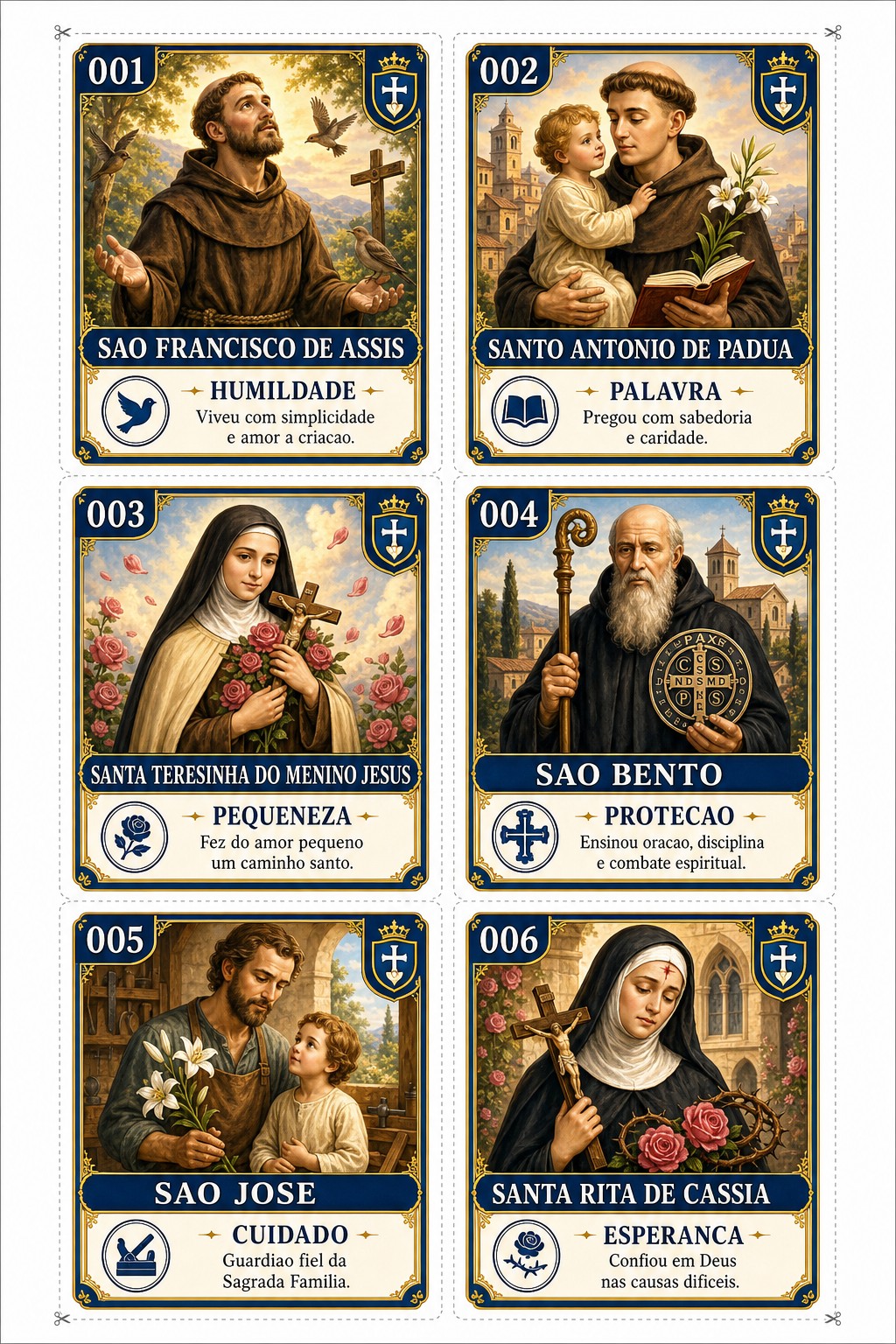 Folha 1 de figurinhas dos santos