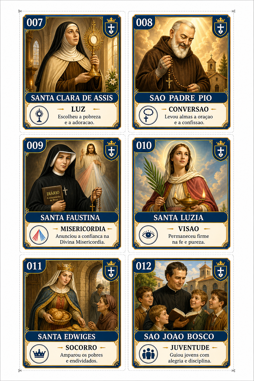 Folha 2 de figurinhas dos santos