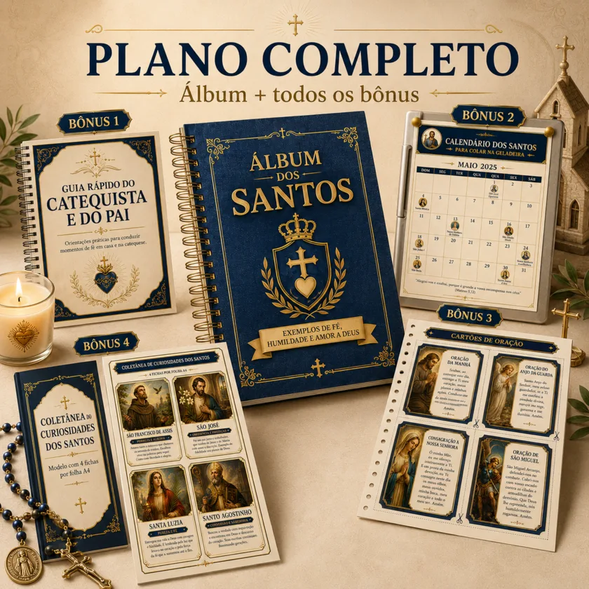 Plano completo do Álbum dos Santos — o álbum e todos os bônus